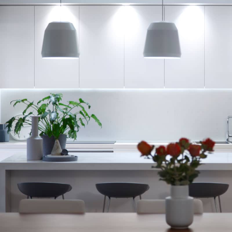 Smart lighting that allows you to set and forget the lights in the kitchen