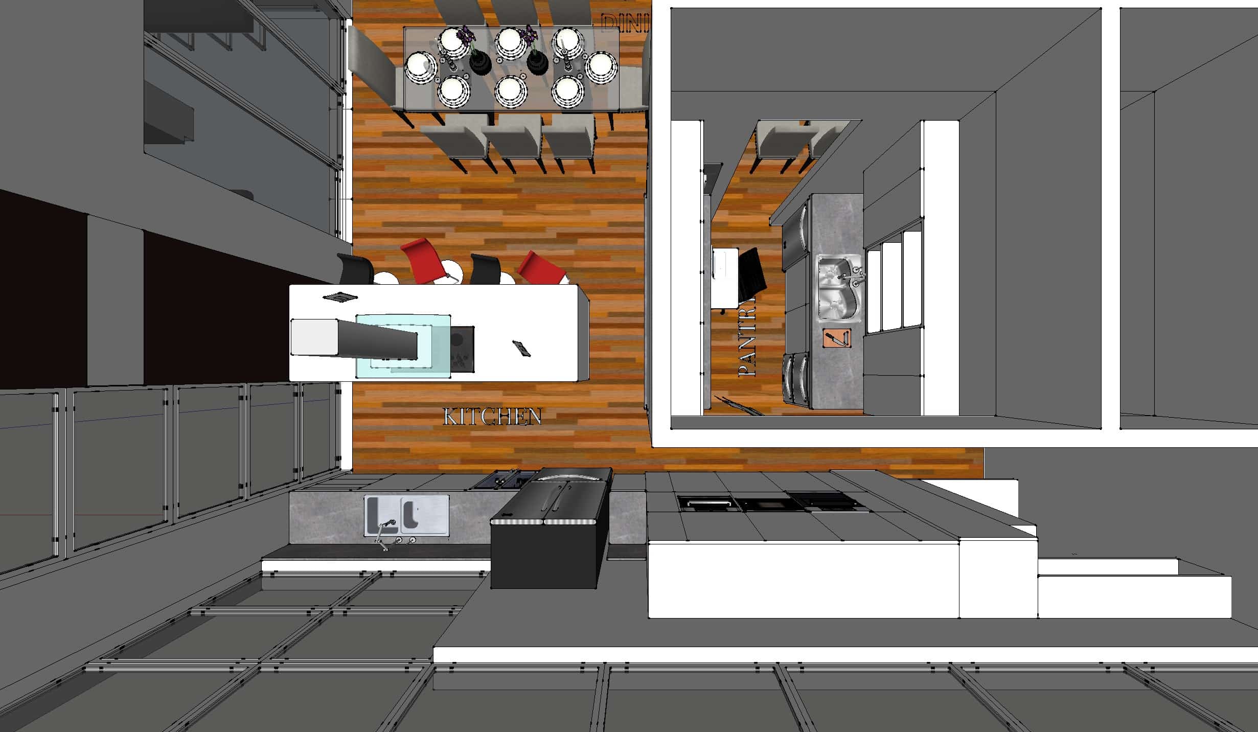 Preliminary Kitchen Butlers Pantry Plan Perspective 